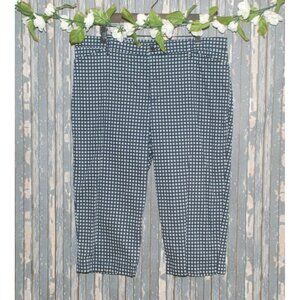 Gloria Vanderbilt Ladies Blue Print Capri Pants Size 16 Stretch Checks Cotton